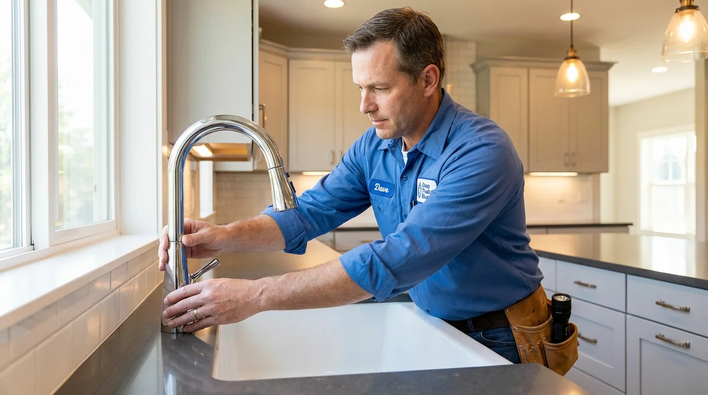 Kitchen faucet installation by Johns Plumbing LLC in Southold