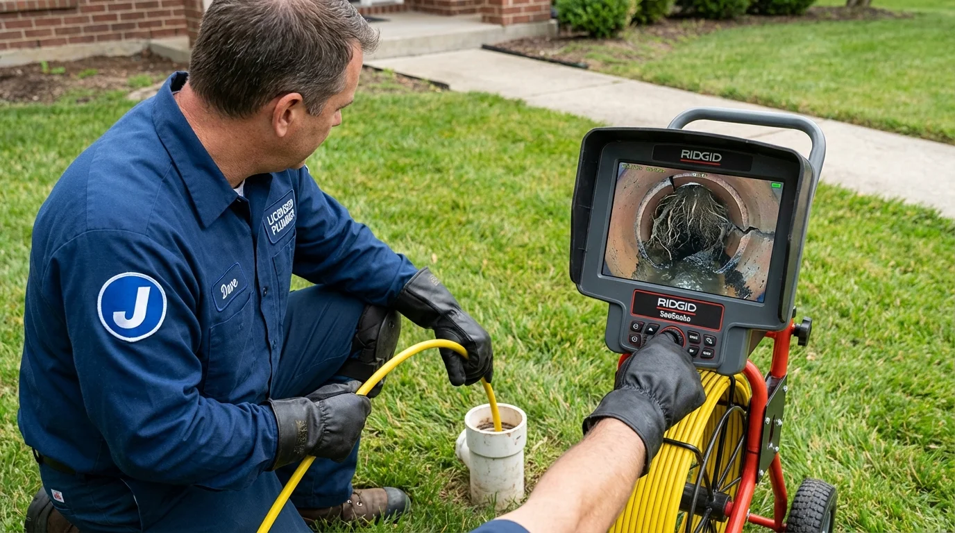 Sewer camera inspection being performed by Johns Plumbing LLC in Southold